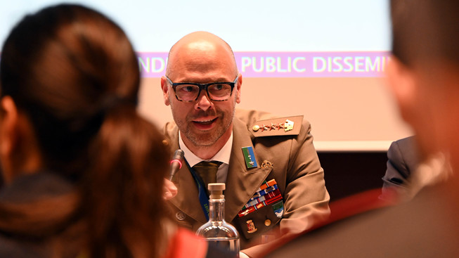 Mncg commander col. furlan engaging with speakers